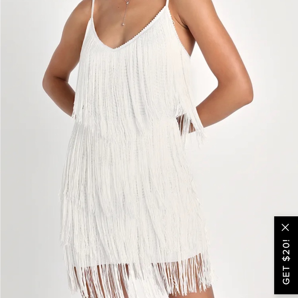 NWT Lulus white fringe dress